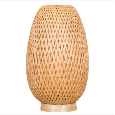 Modern Tropical Sougheast Asia natural bamboo handmade woven table lamp beside