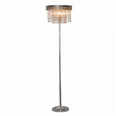 Acrylic hanging bead shade chrome plating metal floor lamp